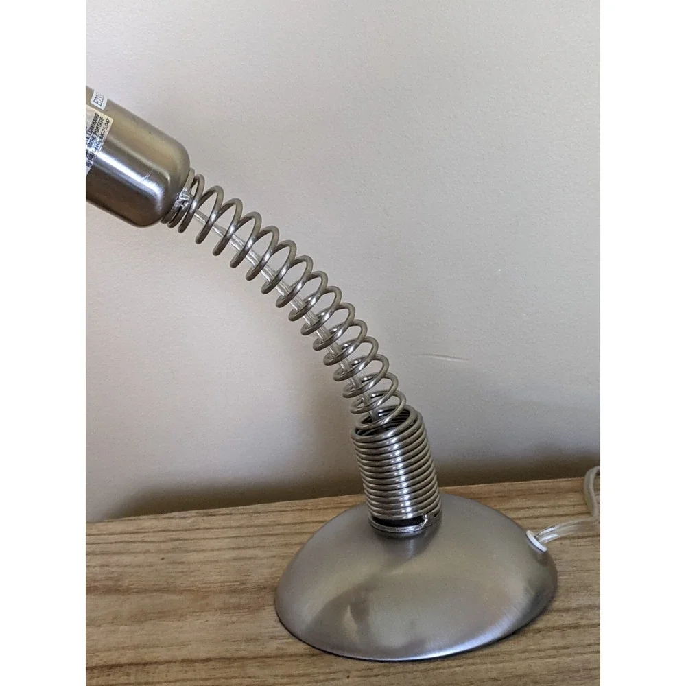 VTG Industrial Coil Spring Lamp Base Flexible Brushed Metal 12